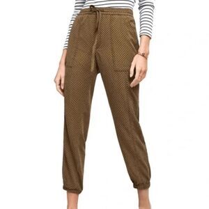 Anthropologie Polka Dot Velvet Jogger Pants Olive/Navy Size Medium